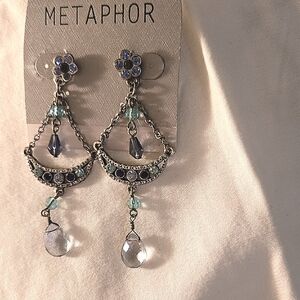 Metaphor Elegant Blue and Gold Drop Earrings